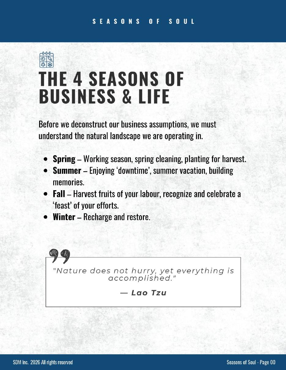 Workbook page: The four seasons of business and life